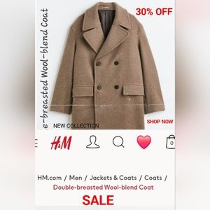 H&M Double-breasted Wool-blend Coat